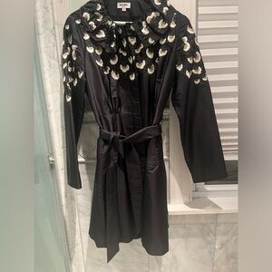 Moschino jeans belted embroidered taffeta coat